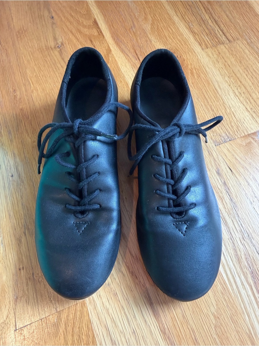 Girls Black Lace-Up Tap Shoes
